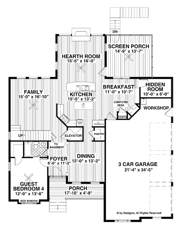 Architectural House Design - Traditional Floor Plan - Main Floor Plan #56-678