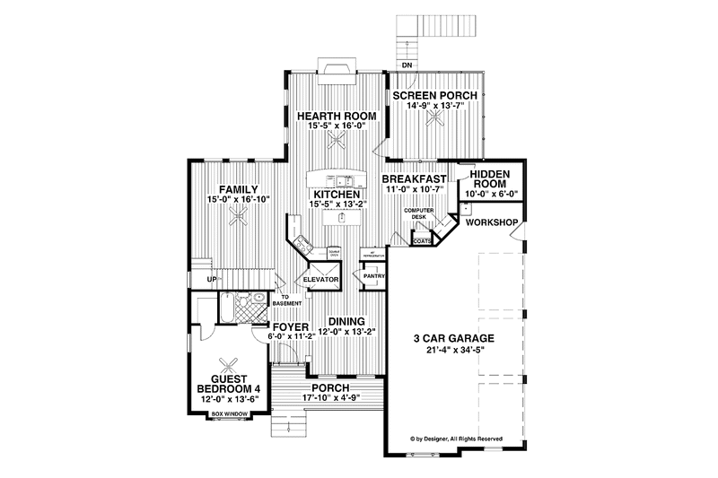 Home Plan - Floor Plan - Main Floor for Traditional House Plan #56-678 - 4 bed, 4 bath