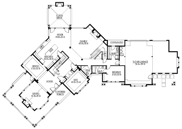 House Blueprint - Craftsman Floor Plan - Main Floor Plan #132-348