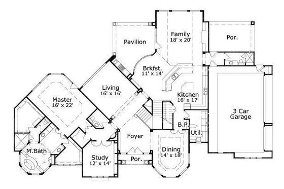 Floor Plan - Main Floor for European House Plan #411-343 - 4 bed, 5.5 bath