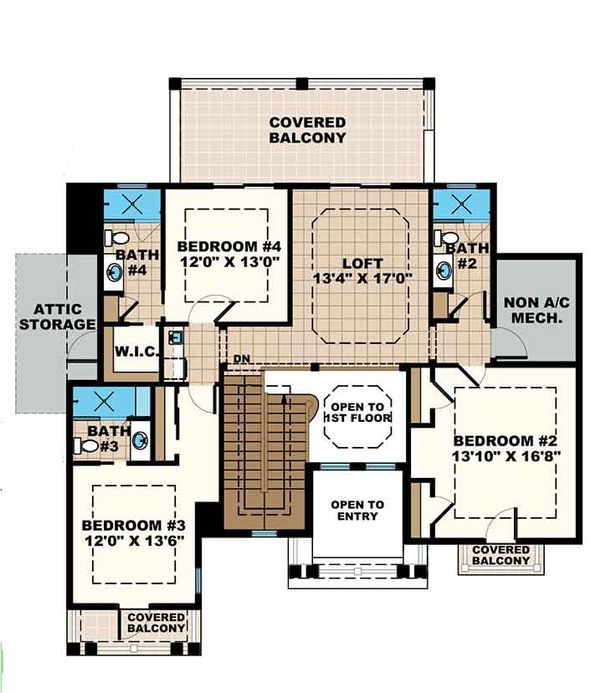 Home Plan - Mediterranean Floor Plan - Upper Floor Plan #1017-169