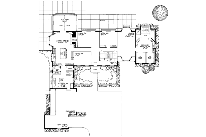 Home Plan - Floor Plan - Main Floor for Country House Plan #72-781 - 3 bed, 2 bath