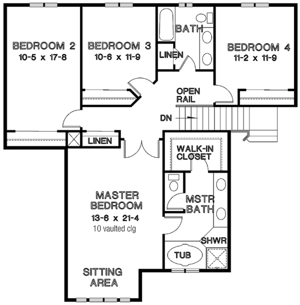 House Design - Traditional Floor Plan - Upper Floor Plan #966-33