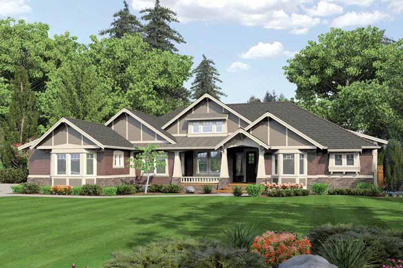 Dream House Plan - Exterior - Front Elevation 3 for Ranch House Plan #132-554 - 3 bed, 3.5 bath