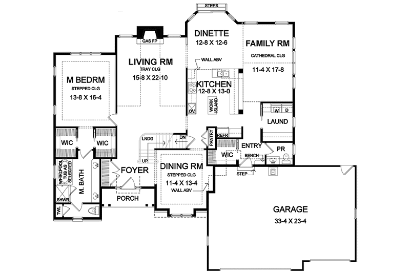 Home Plan - Floor Plan - Main Floor for Colonial House Plan #328-409 - 3 bed, 2.5 bath