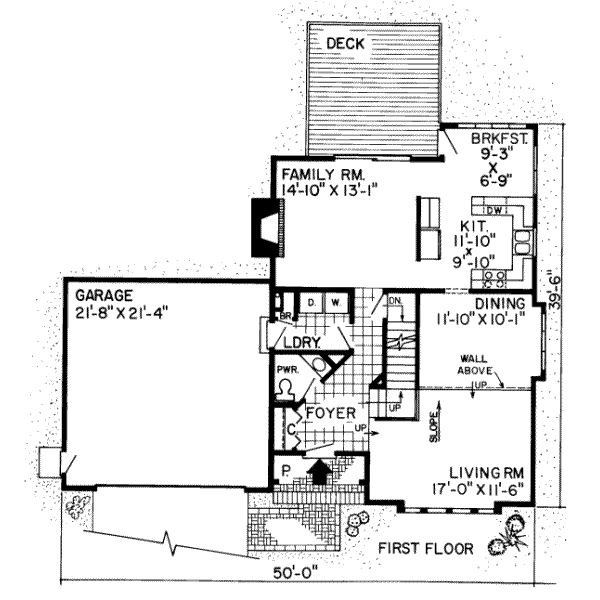 Floor Plan - Main Floor for Modern House Plan #312-196 - 3 bed, 2.5 bath