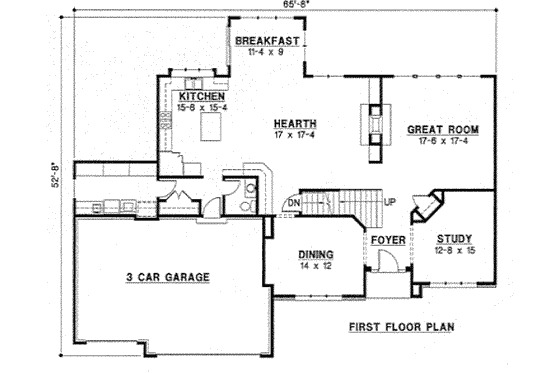 Floor Plan - Main Floor for Traditional House Plan #67-744 - 4 bed, 3.5 bath