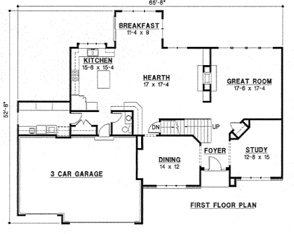 Floor Plan - Main Floor for Traditional House Plan #67-744 - 4 bed, 3.5 bath