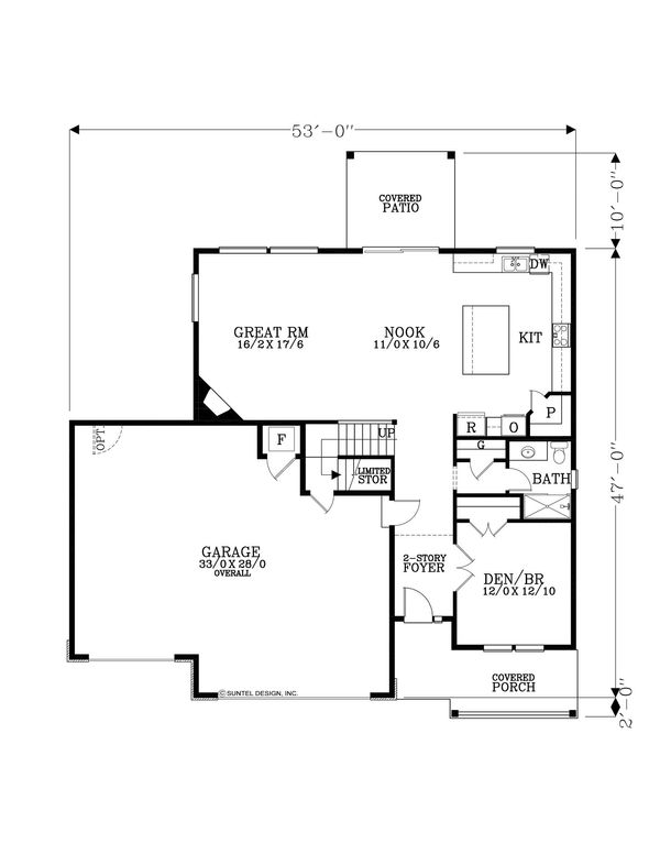 Dream House Plan - Craftsman Floor Plan - Main Floor Plan #53-583