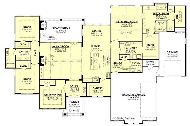 Dream House Plan - Floor Plan - Main Floor for Farmhouse House Plan #430-185 - 3 bed, 2.5 bath