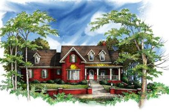 Exterior - Front Elevation for Southern House Plan #71-117 - 3 bed, 3.5 bath