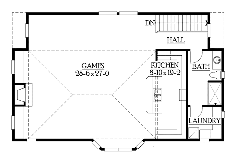 Architectural House Design - Floor Plan - Upper Floor for Craftsman House Plan #132-283, 1 bath