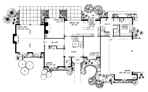 Architectural House Design - Tudor Floor Plan - Main Floor Plan #72-874