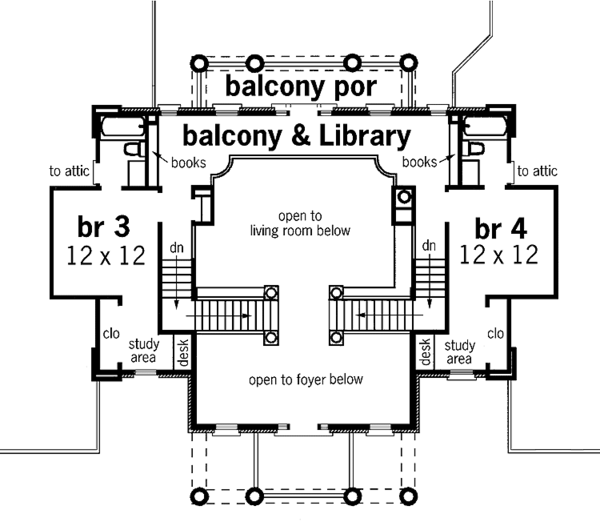 Architectural House Design - Classical Floor Plan - Upper Floor Plan #45-413