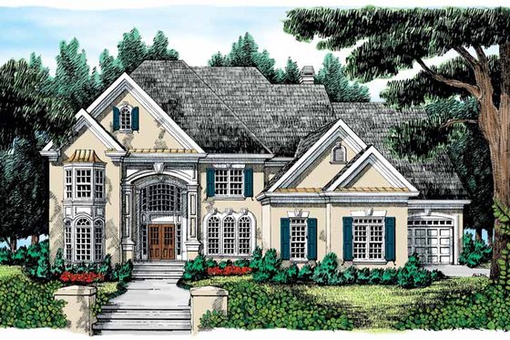 Exterior - Front Elevation 3 for European House Plan #927-199 - 5 bed, 4 bath