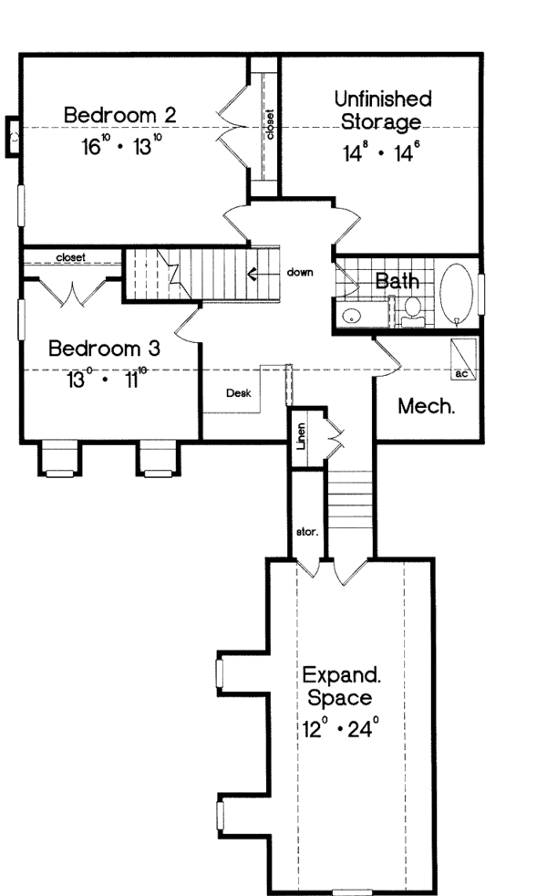 House Design - Mediterranean Floor Plan - Upper Floor Plan #417-647