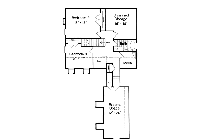 Home Plan - Floor Plan - Upper Floor for Mediterranean House Plan #417-647 - 3 bed, 2.5 bath