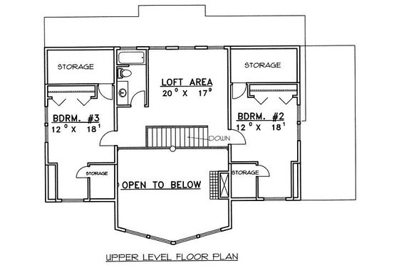 Floor Plan - Upper Floor for Cabin House Plan #117-549 - 3 bed, 2.5 bath