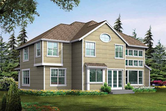 Exterior - Rear Elevation for Country House Plan #132-456 - 4 bed, 2.5 bath