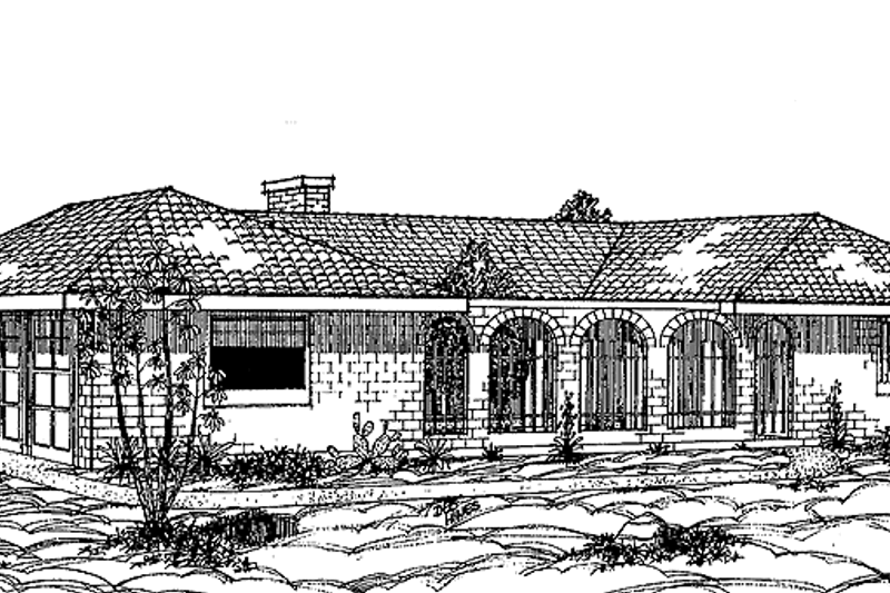 Architectural House Design - Mediterranean Exterior - Front Elevation Plan #60-866