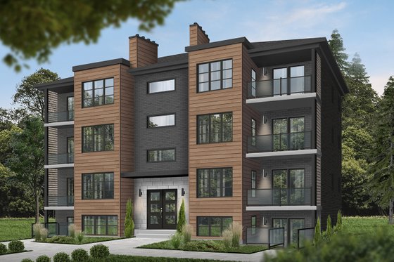 Exterior - Front Elevation 4 for European House Plan #23-2050 - 2 bed, 1 bath