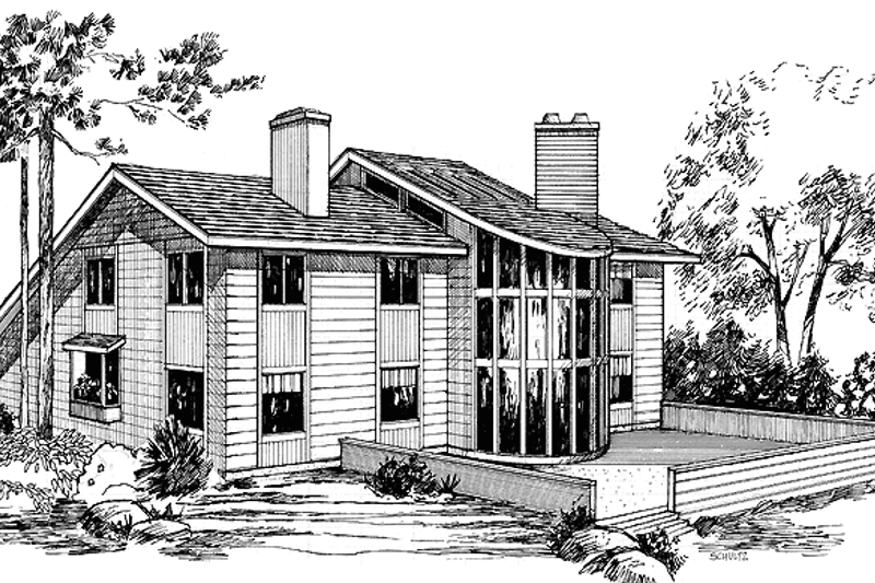 House Blueprint - European Exterior - Front Elevation Plan #60-959