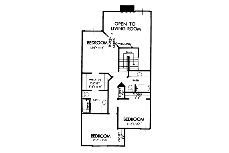 Home Plan - Floor Plan - Upper Floor for Contemporary House Plan #320-777 - 3 bed, 2.5 bath