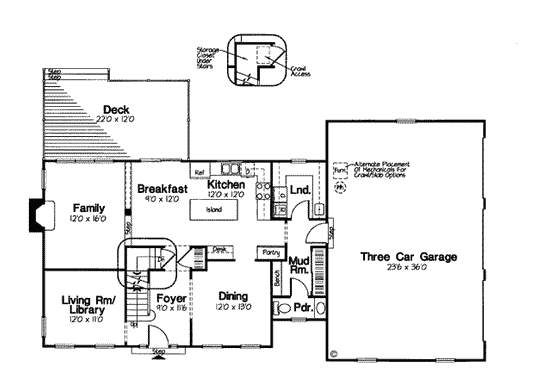 Floor Plan - Main Floor for Colonial House Plan #312-637 - 3 bed, 2.5 bath