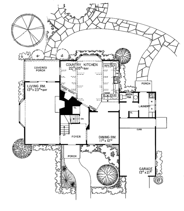 Architectural House Design - Colonial Floor Plan - Main Floor Plan #72-683