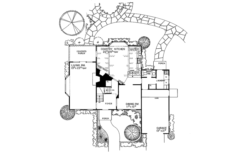 Home Plan - Floor Plan - Main Floor for Colonial House Plan #72-683 - 3 bed, 2.5 bath