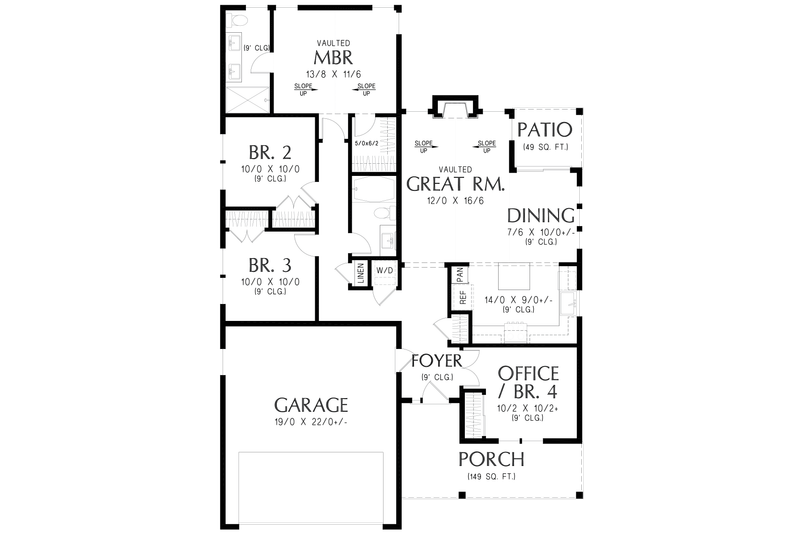 House Blueprint - Floor Plan - Main Floor for Farmhouse House Plan #48-1236 - 4 bed, 2 bath