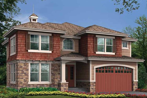 Exterior - Front Elevation 3 for Prairie House Plan #132-432 - 4 bed, 3.5 bath