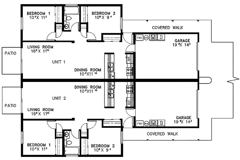 House Blueprint - Floor Plan - Main Floor for Contemporary House Plan #60-781 - 2 bed, 1 bath