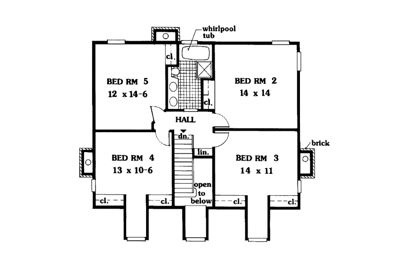 Dream House Plan - Floor Plan - Upper Floor for Farmhouse House Plan #3-321 - 5 bed, 2.5 bath