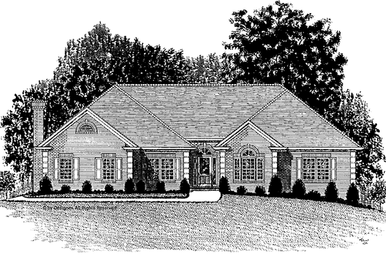 Exterior - Front Elevation 3 for Ranch House Plan #56-655 - 4 bed, 2.5 bath