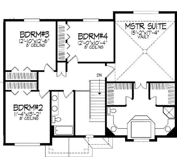 Architectural House Design - Tudor Floor Plan - Upper Floor Plan #51-936