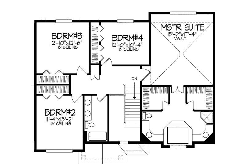 Home Plan - Floor Plan - Upper Floor for Tudor House Plan #51-936 - 4 bed, 3.5 bath