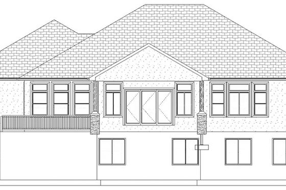 Exterior - Rear Elevation 1 for Ranch House Plan #1060-30 - 5 bed, 3.5 bath