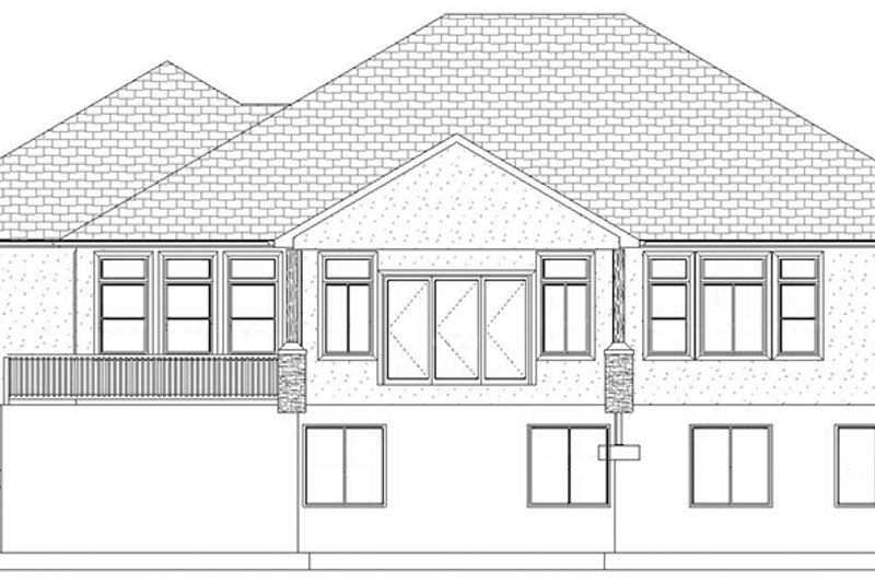 Home Plan - Exterior - Rear Elevation 1 for Ranch House Plan #1060-30 - 5 bed, 3.5 bath