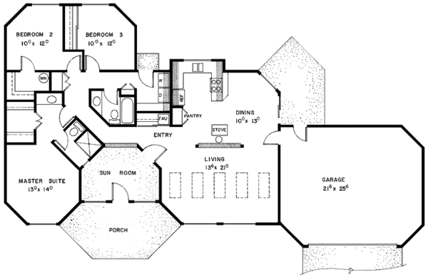Home Plan - Craftsman Floor Plan - Main Floor Plan #60-936