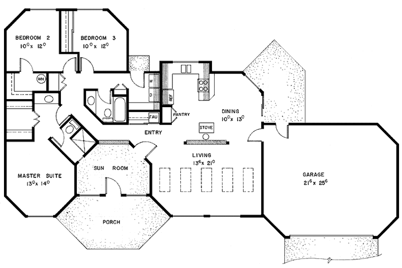 Home Plan - Floor Plan - Main Floor for Craftsman House Plan #60-936 - 3 bed, 2 bath