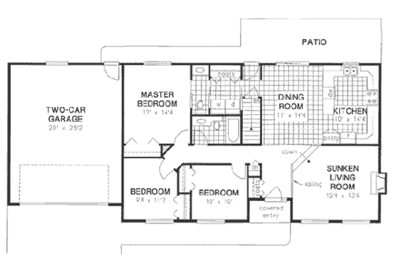 Floor Plan - Main Floor for Ranch House Plan #18-9321 - 3 bed, 1.5 bath