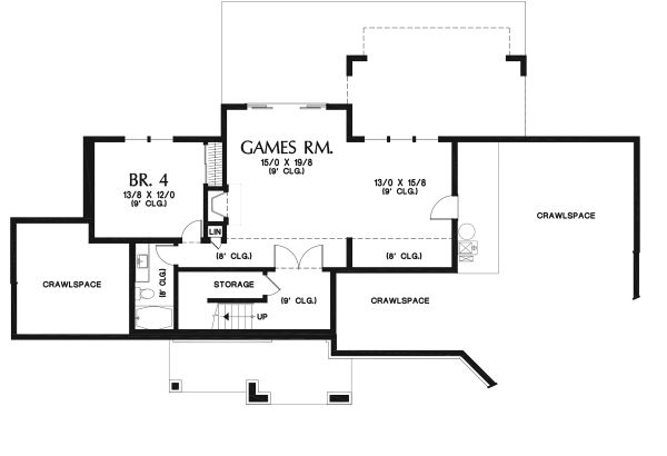House Blueprint - Ranch Floor Plan - Lower Floor Plan #48-950