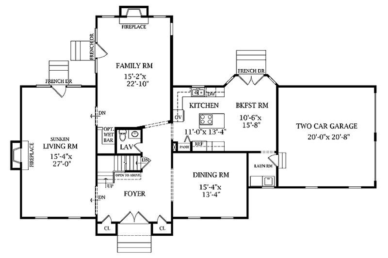 Home Plan - Floor Plan - Main Floor for Traditional House Plan #314-244 - 4 bed, 2.5 bath