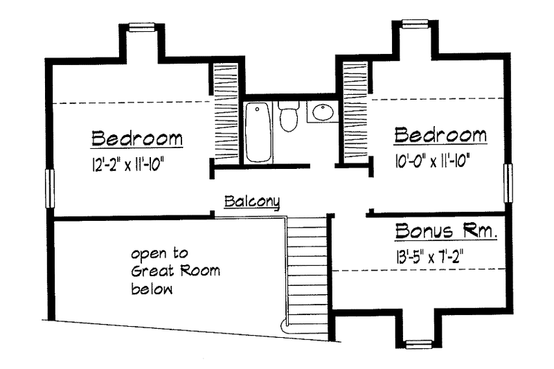 Architectural House Design - Floor Plan - Upper Floor for Country House Plan #1051-6 - 3 bed, 2.5 bath