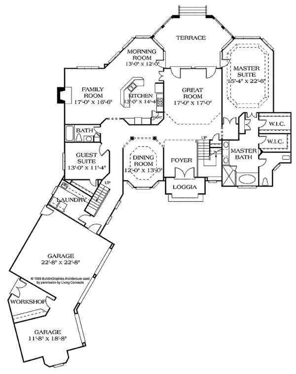 House Plan Design - European Floor Plan - Main Floor Plan #453-190