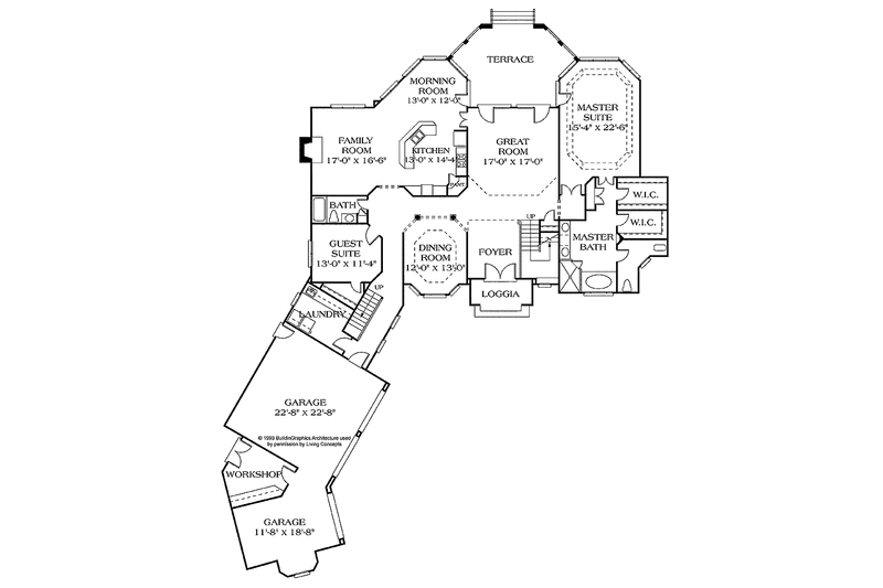 Home Plan - Floor Plan - Main Floor for European House Plan #453-190 - 5 bed, 4.5 bath