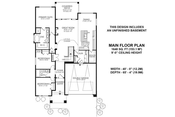 Floor Plan - Main Floor for Contemporary House Plan #1100-46 - 3 bed, 2 bath