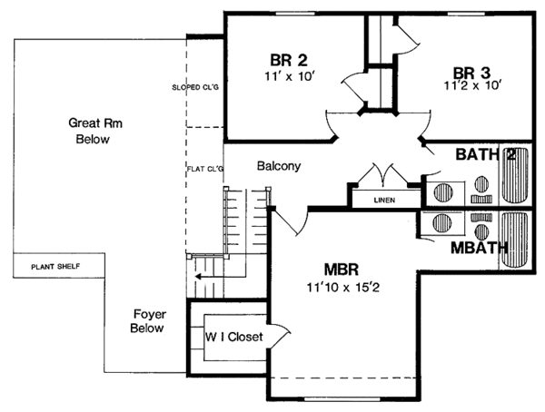 Dream House Plan - Country Floor Plan - Upper Floor Plan #316-194