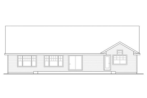 Exterior - Rear Elevation for Ranch House Plan #124-862 - 3 bed, 2 bath